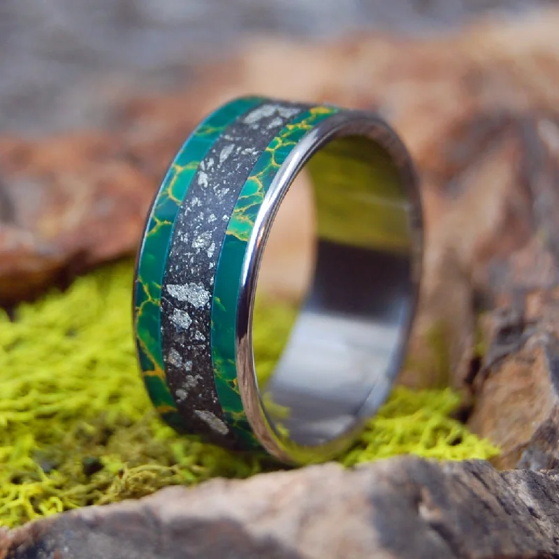 Fool For Love I | Men's Fools Gold, Egyptian Jade & Titanium Wedding Ring