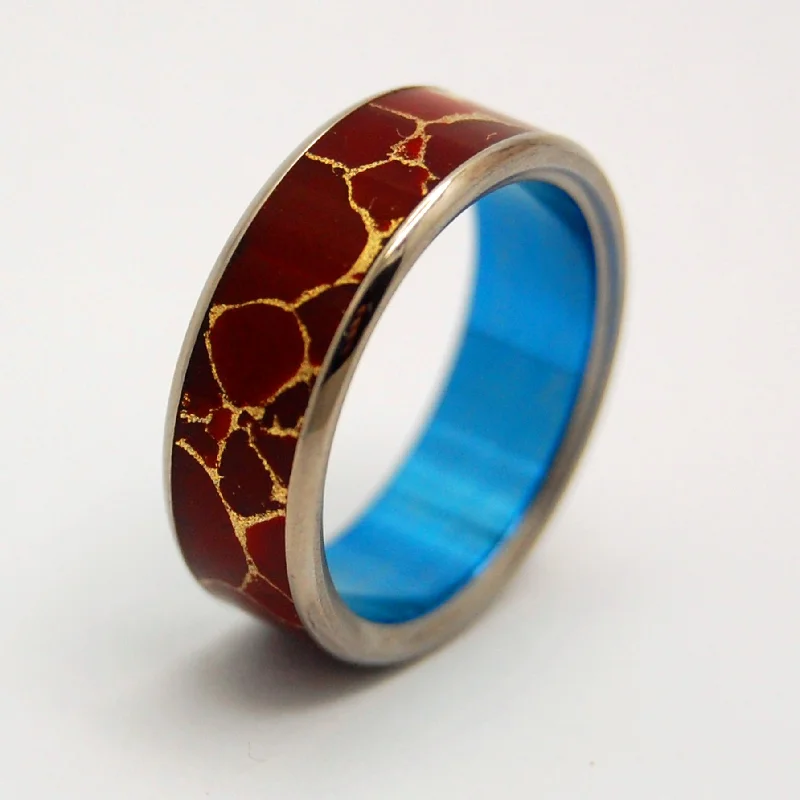 Stone Of Endurance Blue | Men's Red Jasper & Titanium Wedding Ring