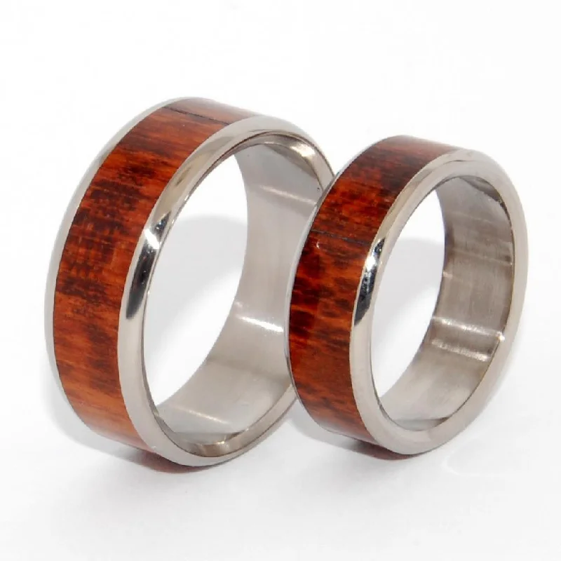 Tempted | Snake Wood & Titanium Wedding Ring - Wooden Wedding Ring Set