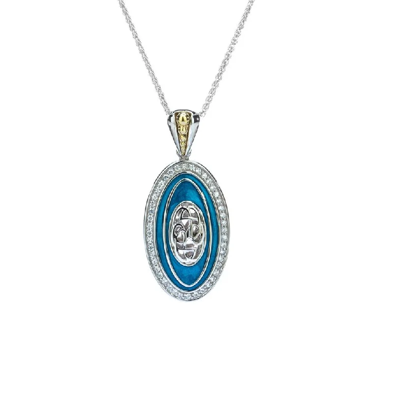 gold pendant necklaces for women-Silver and 10k Gold Path Of Life Enamel Pendant