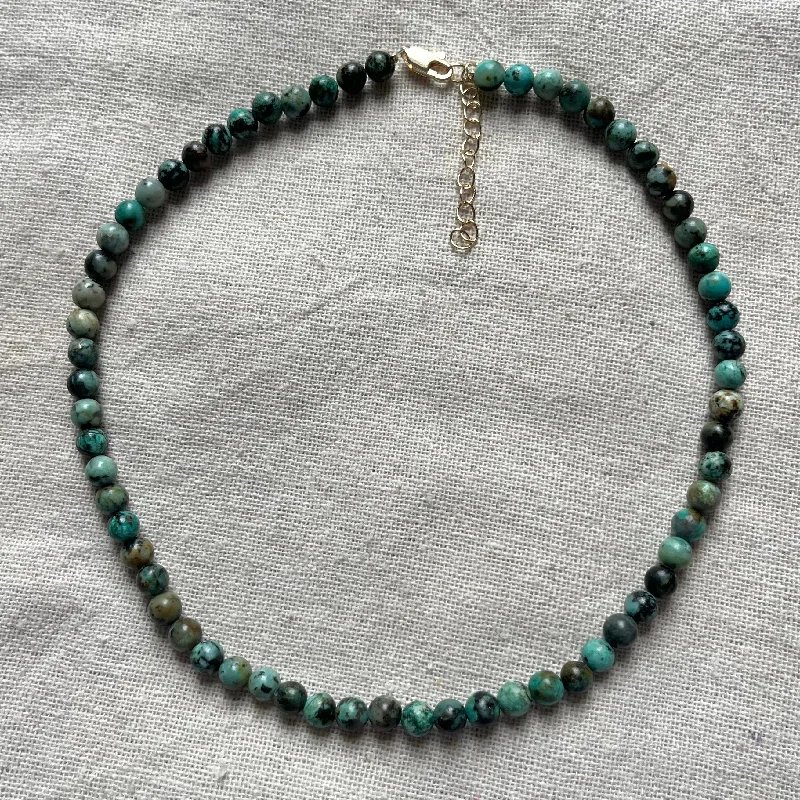 crystal necklaces for women-African Turquoise 6mm Beaded Necklace - Prosperity