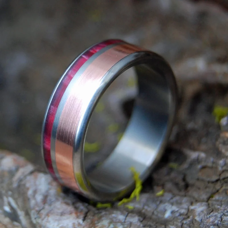 Copper Sunset | Men's Copper, Red Marbled Opalescent & Titanium Wedding Ring