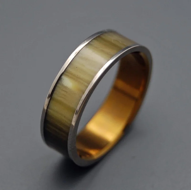 Love Corral | Men's Horn, Titanium & Wood Wedding Ring