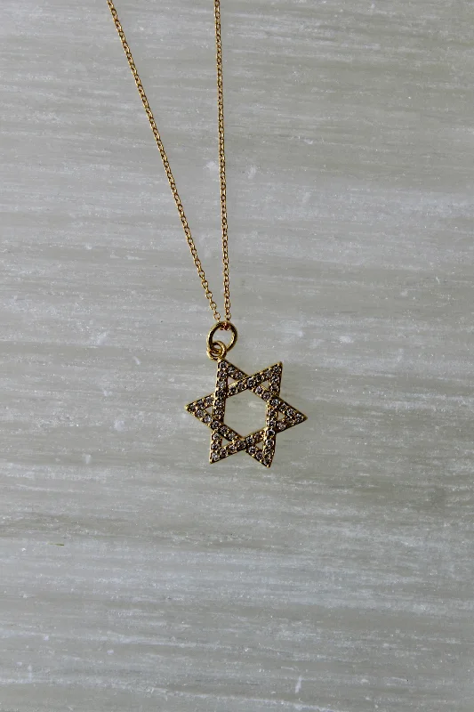 silver necklaces for women-Star of David Stone Necklace