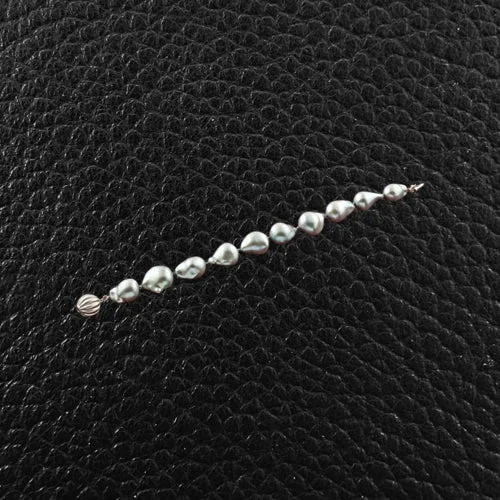 custom diamond bracelets for women-Silver Baroque Pearl Bracelet