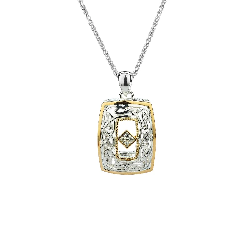 double-strand necklaces for women-Silver and 10k Gold Window to the Soul Diamond Pendant