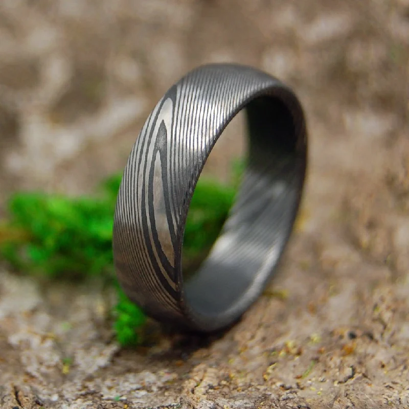 Domed Everest | Men's Damasteel Damascus Steel & Titanium Domed Wedding Ring