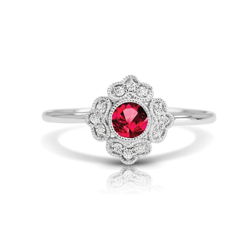 Vintage Inspired 0.25 ct. Natural Round Ruby Ring