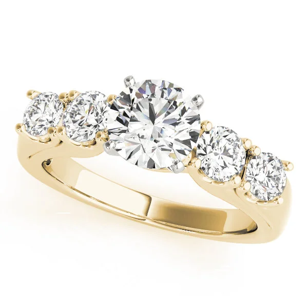 platinum engagement rings for women-18K Yellow Gold Single Row Round Shape Diamond Engagement Ring