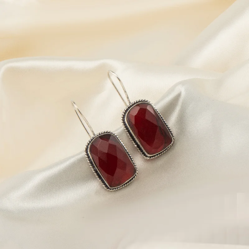 trendy stud earrings for women-Nipura Ruby Crystal Drop Earings