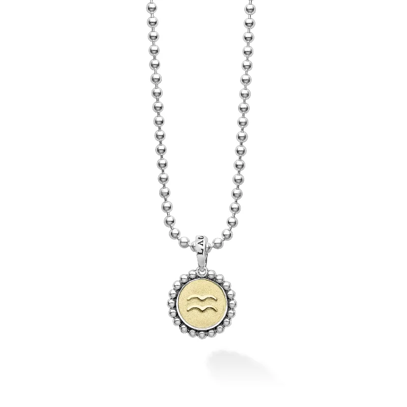 cubic zirconia necklaces for women-Signature Caviar Aquarius Zodiac Charm Necklace