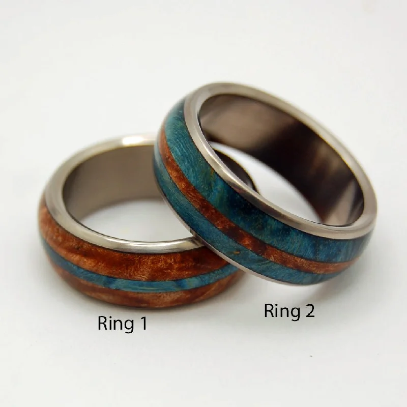 Halo | Maple Wood & Titanium - Unique Wedding Ring - Wedding Ring Set