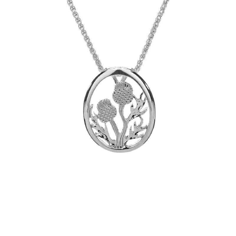 gold heart necklaces for women-Silver Thistle Framed Pendant