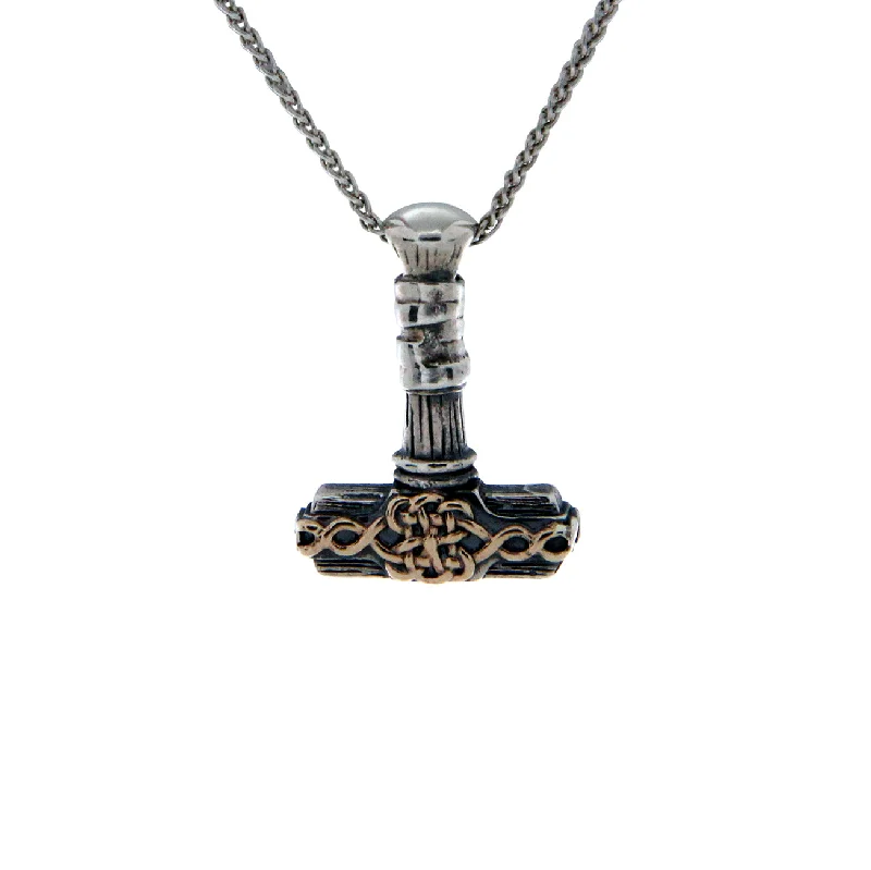 mother's day necklaces for women-Silver and 10k Gold Hammer Pendant