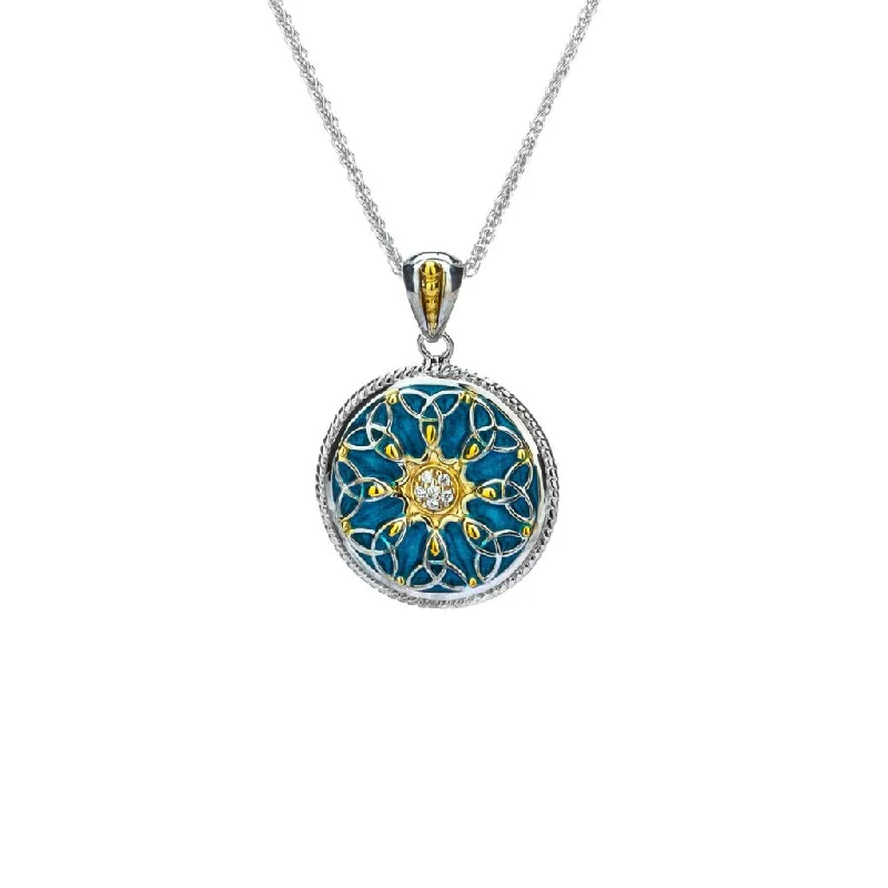 silver chain necklaces for women-Silver and 10k Gold Trinity Enamel Pendant Small