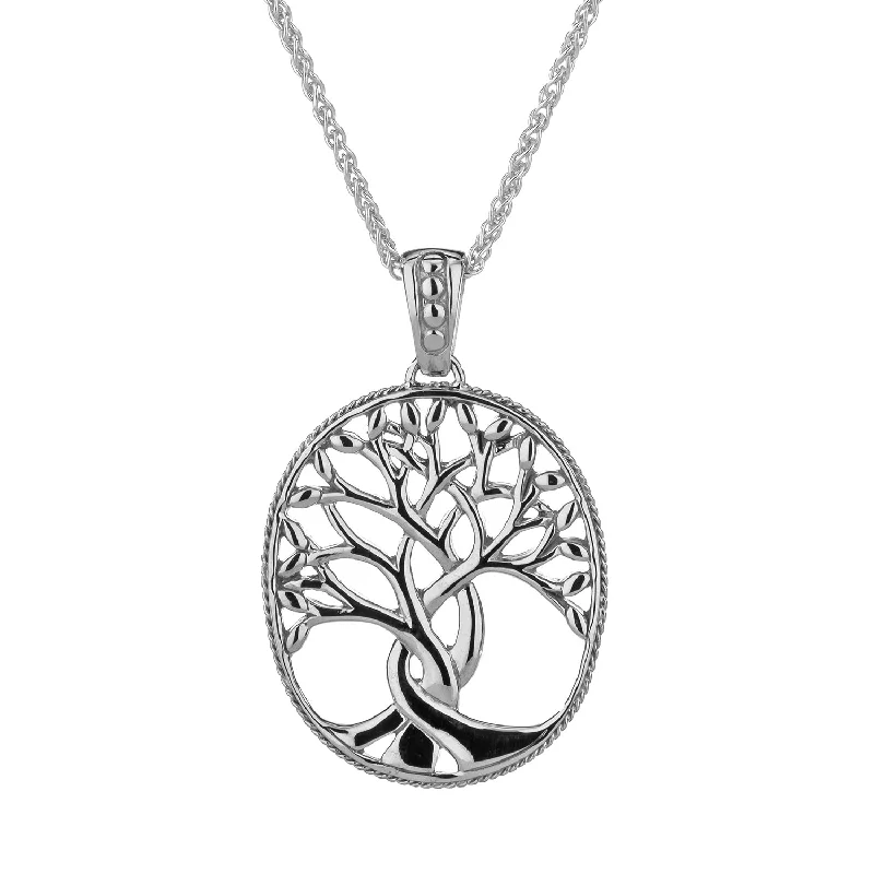 classic necklaces for women-14K White Gold Tree of Life Pendant Large