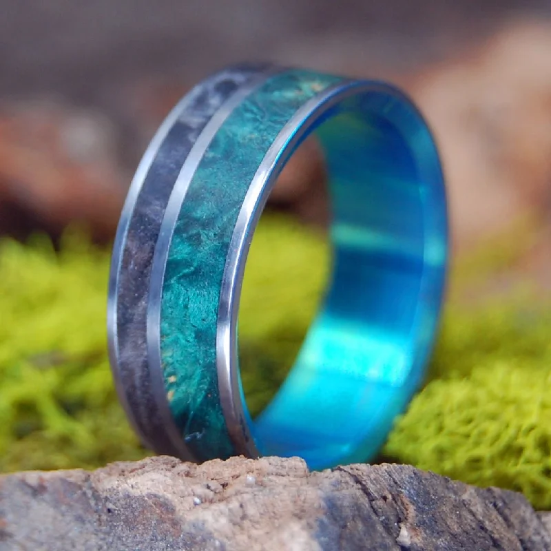 Norse Gods | Men's Maple Wood, Green Box Elder Wood & Titanium Wedding Ring