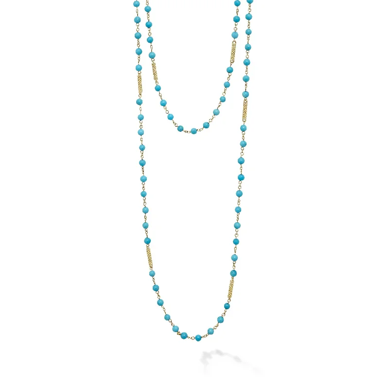 bohemian necklaces for women-Studio 18K Turquoise Beaded Necklace