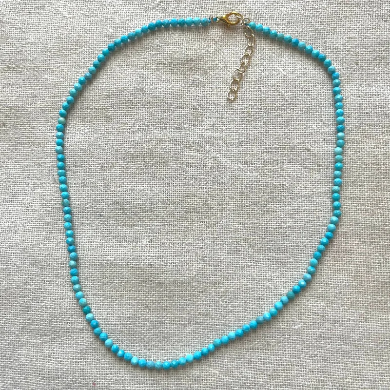 trendy layered necklaces for women-Turquoise 3mm Facet Beaded Necklace - Wisdom