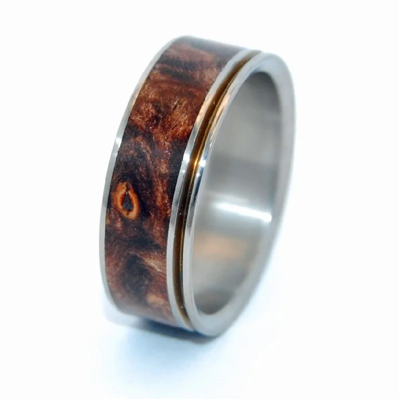 Miracles Happen Single Pinstripe | Men's Wood & Titanium Wedding Ring