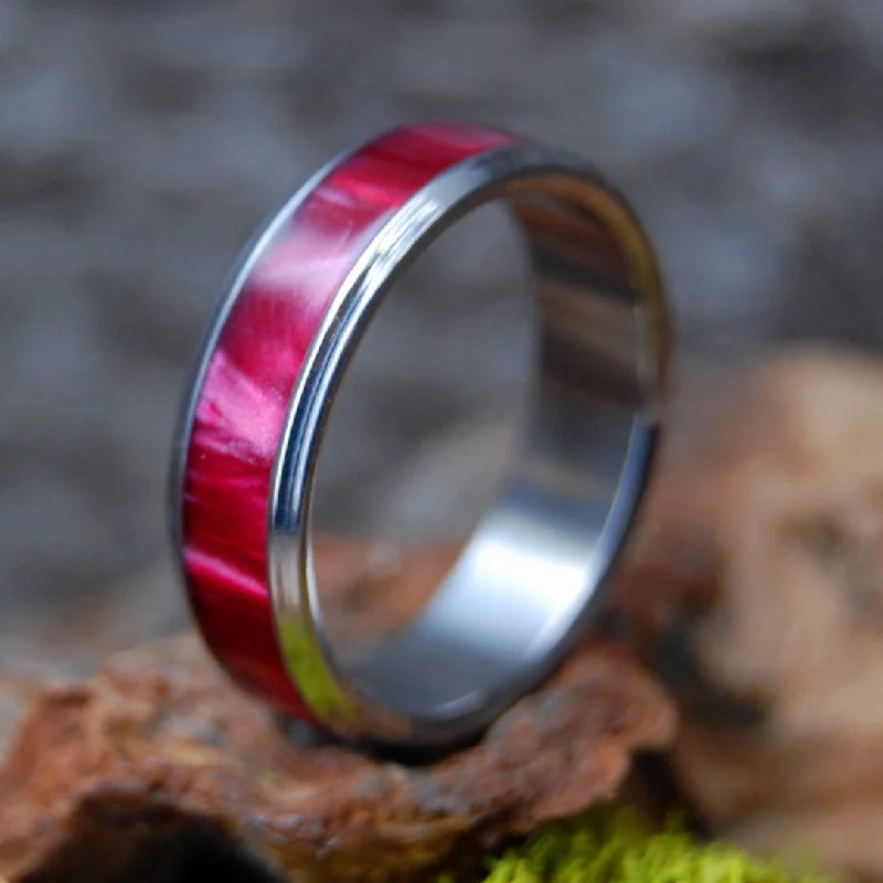 Red Marbled Flared | Men's Red Marbled Opalescent Resin & Titanium Wedding Ring