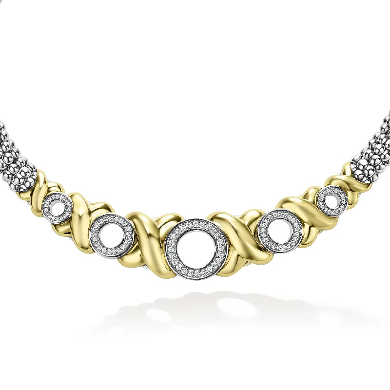 wedding chain necklaces for women-Embrace 18K Gold Diamond Station Necklace