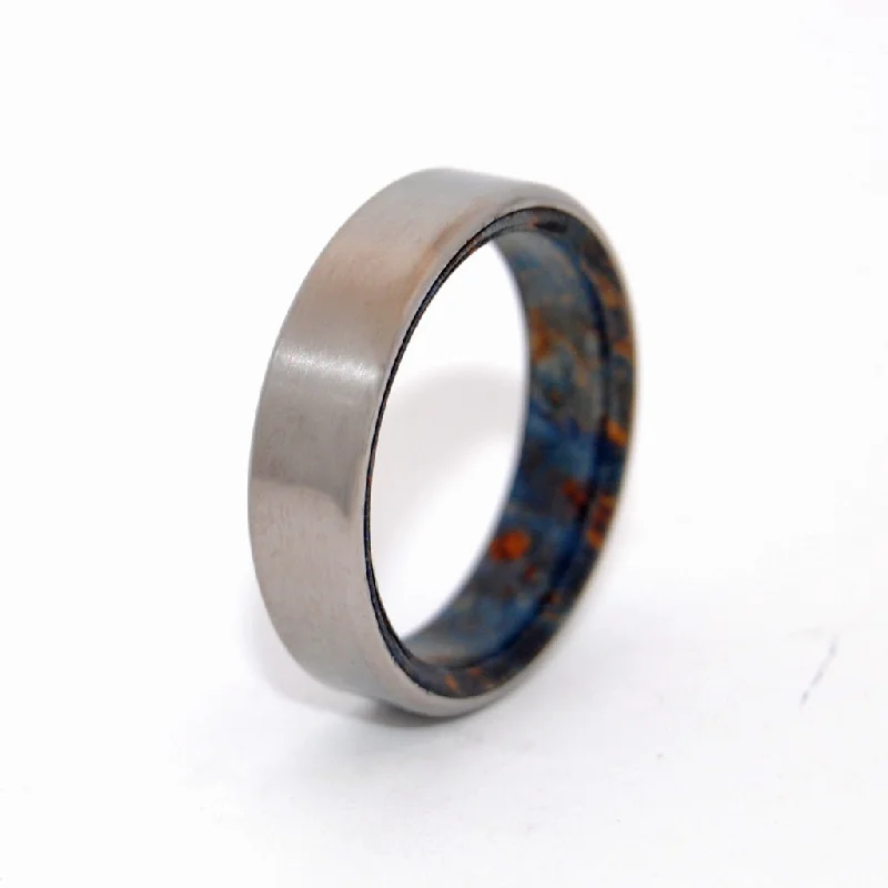 Blown Away | Men's Blue Box Elder Wood & Titanium Wedding Ring