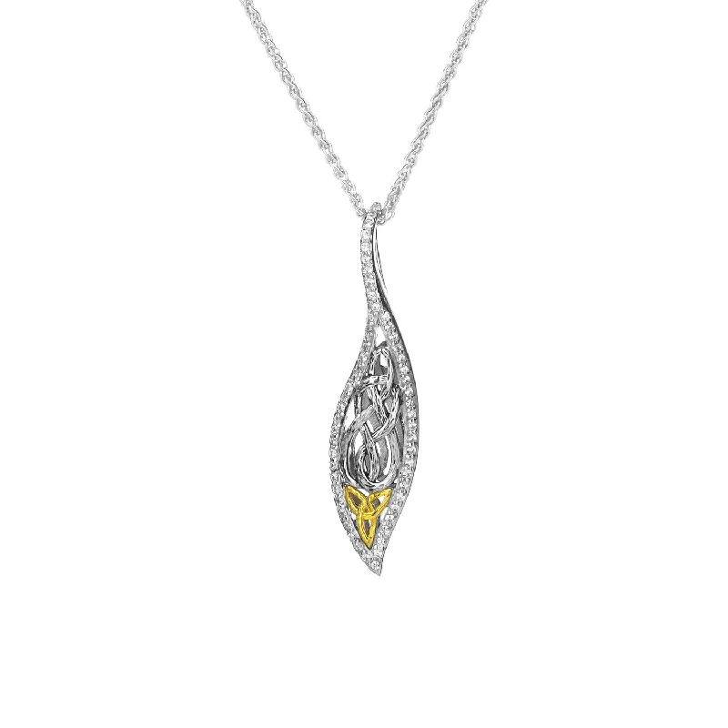 unique gemstone necklaces for women-Silver and 10k Gold Leaf Pendant