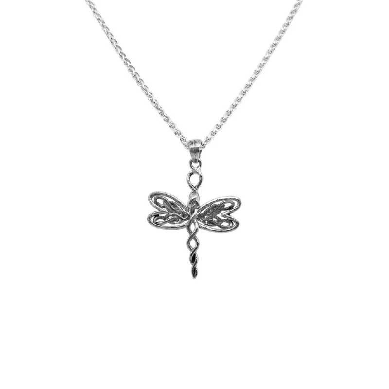 oval pendant necklaces for women-Silver Dragonfly Petite Pendant