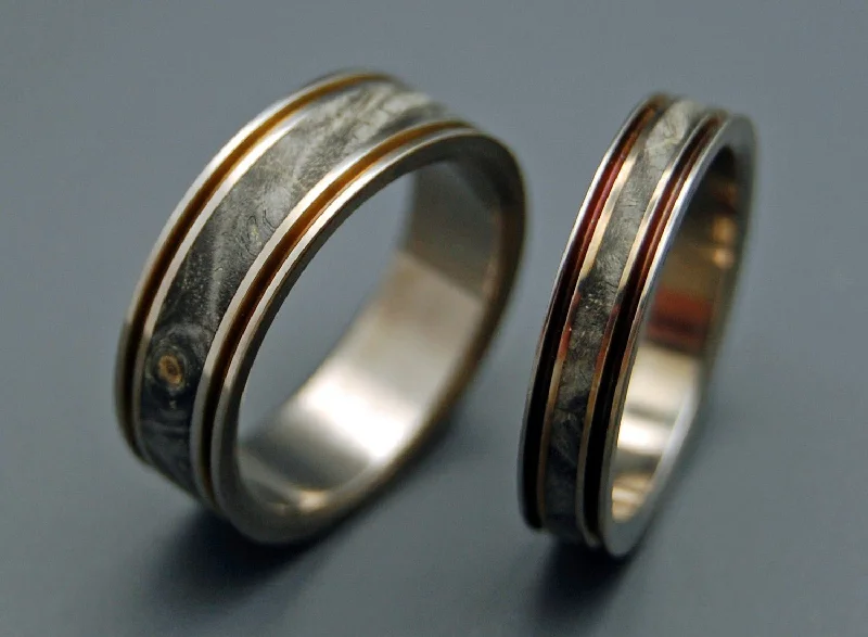 The Door In Front Of You | California Buckeye Wood & Titanium - Wedding Ring Sets - Unique Wedding Ring