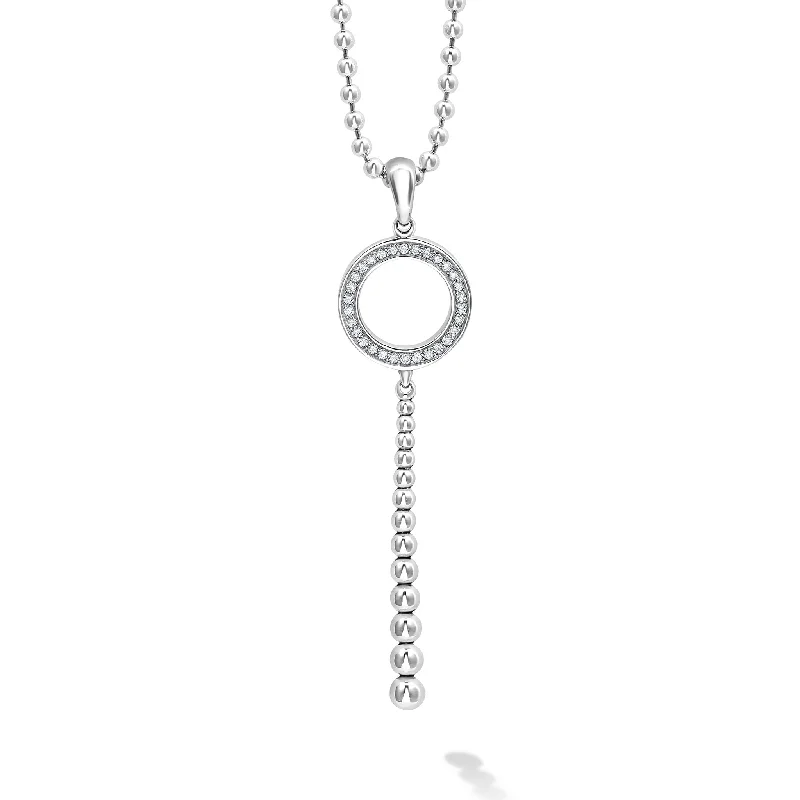 high-quality necklaces for women-Caviar Spark Drop Circle Diamond Pendant Necklace