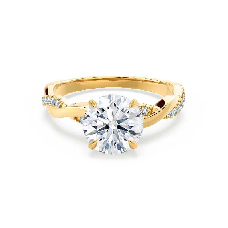 diamond engagement rings for women-EDEN - Round Lab Diamond 18k Yellow Gold Vine Solitaire Ring