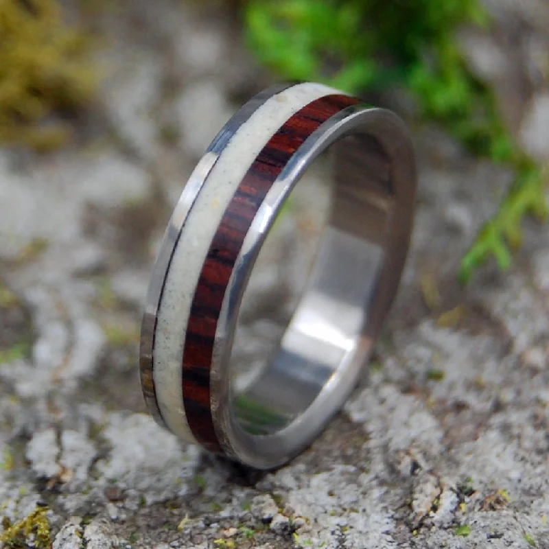 Faith | Men's Cocobolo Wood, Beach Sand & Titanium Wedding Ring