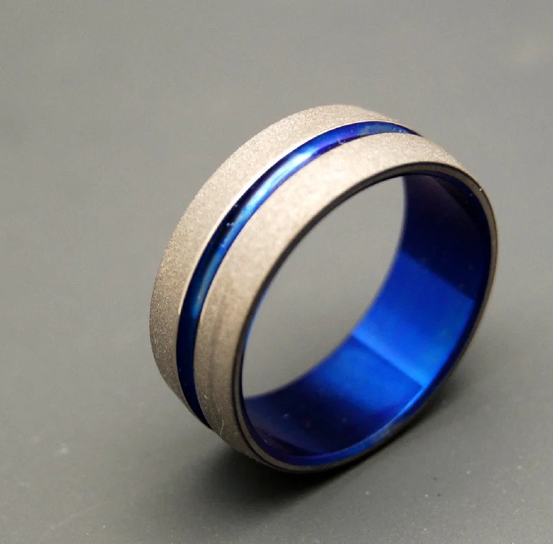 Blue Titanium Wedding Ring | Men's Titanium Wedding Ring