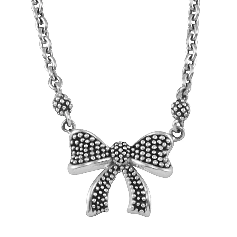 charm necklaces for women-Kinder Childs First Caviar Bow Necklace