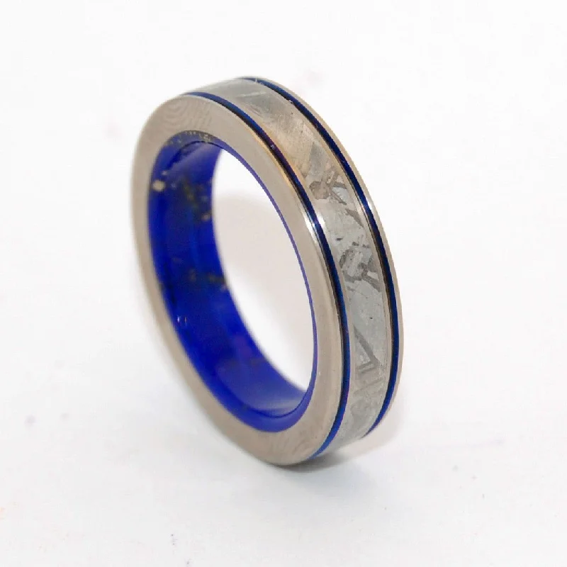 Cosmic Gold | Men's Meteorite, Lapis Lazuli & Titanium Wedding Ring