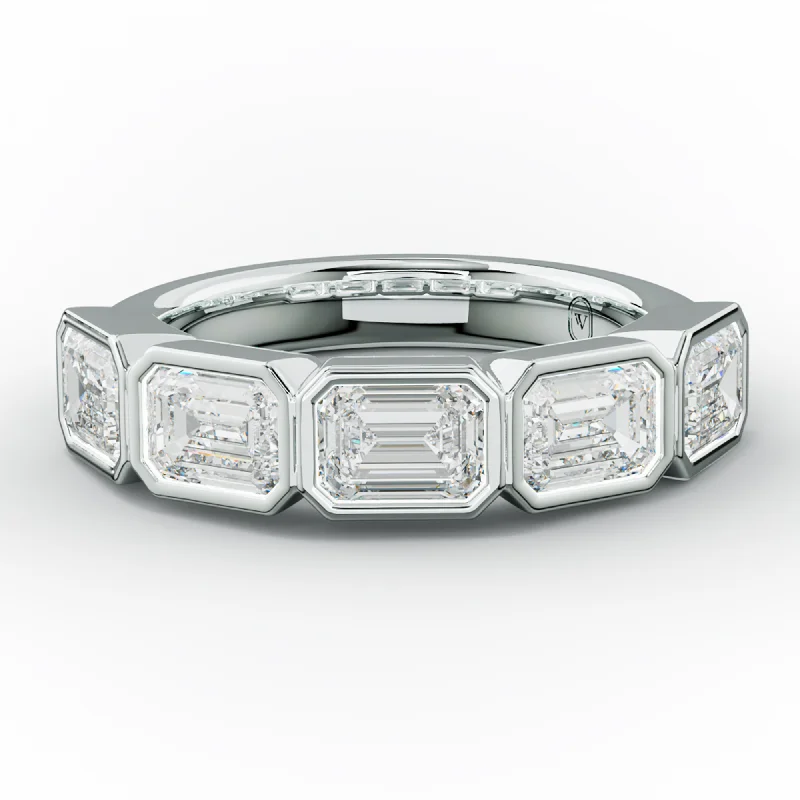 2.0 Carat East West Emerald Cut Bezel Set Diamond Anniversary Band