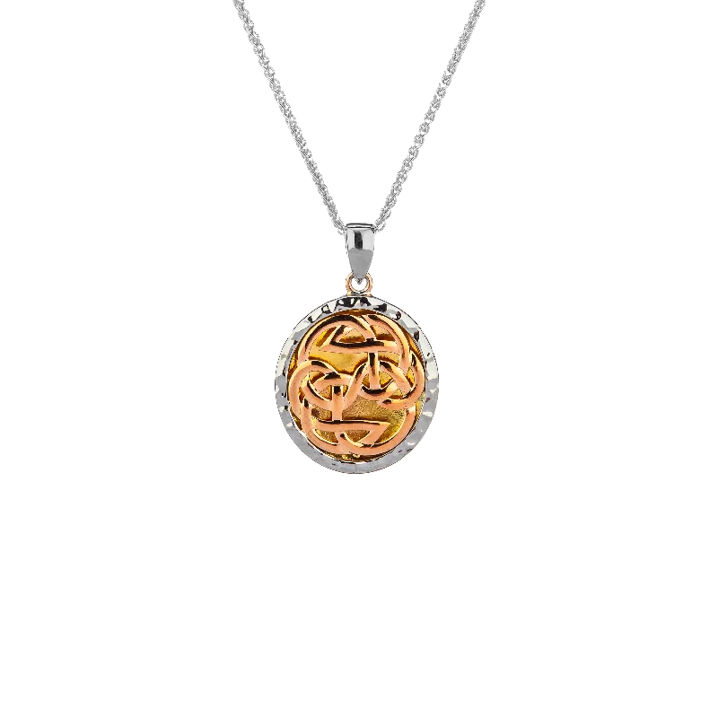 personalized birthstone necklaces for women-10k Rose, White and Yellow Gold Lewis Knot Path of Life Pendant