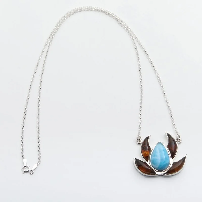 charm necklaces for women-Larimar Amber Necklace Jaiba