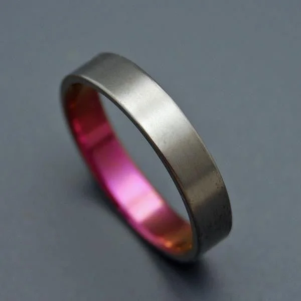 Pink Lady Satin | Women's Pink Satin & Titanium Wedding Ring