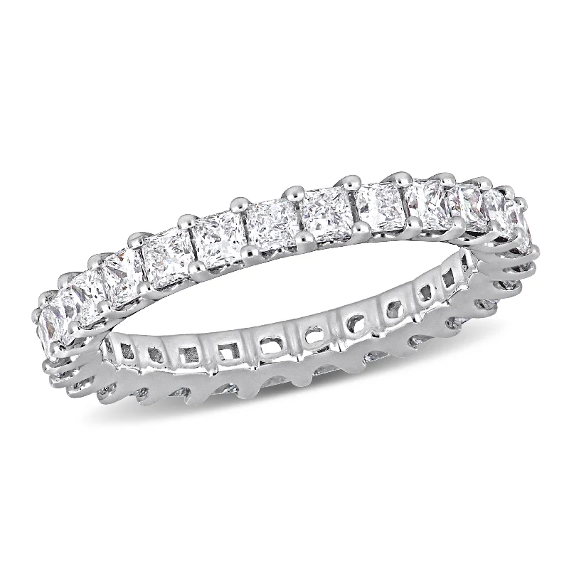 solitaire gemstone engagement rings for women-Created Forever 1 7/8ct TW Princess-Cut Lab-Grown Diamond Eternity Ring in 14K White Gold